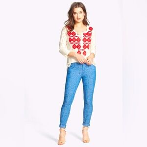 7 for all Mankind Th Skinny Mid-Rise Stretch Maroccan Blue-Jacquard Denim Jeans